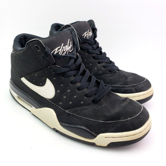 Nike Air Flight Classic Mid Mens Size 8 Black White Leather Sneaker Shoes  414967